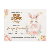 赤ちゃんシャワー – かわいいピンクのバニー。編集可能