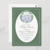 赤ちゃんシャワー |かわいいベビーゾウ招待状ポストカ ポストカード (正面/裏面)