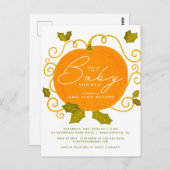 赤ちゃんシャワー |かわいいリトルカボチャ招待状 ポストカード (正面/裏面)