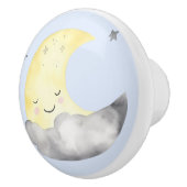 赤ちゃんシャワー、かわいい水色の眠る月 セラミックノブ (右)