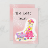 赤ちゃんシャワー、かわいい猫とベビー サンキューカード (正面/裏面)