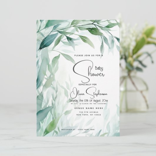 赤ちゃんシャワー – ほこりっぽい青葉柳 招待状 (スタンド正面)