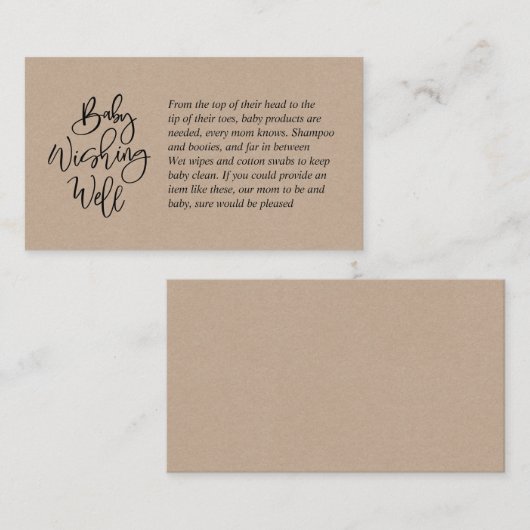 赤ちゃんシャワー、よく祈る、素朴なクラフトスクリプト エンクロージャーカード (正面/裏面)