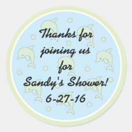 赤ちゃんシャワー「イルカ/ブルー」ステッカー1 1/2"または3" ラウンドシール