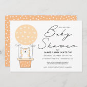 赤ちゃんシャワー |オレンジキャットバルーン招待状 招待状 (正面/裏面)