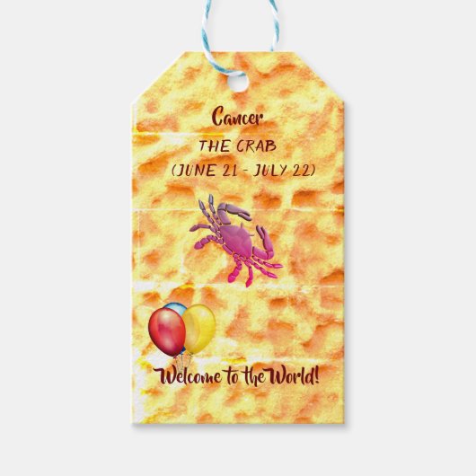 赤ちゃんシャワー – ガン/カニ ギフトタグ (正面)