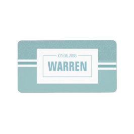 赤ちゃんシャワー、《キリスト教》洗礼式や命名式男の赤ちゃんブルー日付 ラベル