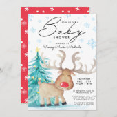 赤ちゃんシャワー |クリスマスウォーターのカラートナカイ 招待状 (正面/裏面)