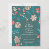 赤ちゃんシャワー |クリスマス・ホリデーフローラ 招待状 (正面)