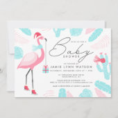 赤ちゃんシャワー |サンタクロースフラミンゴ招待状 招待状 (正面)