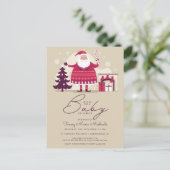 赤ちゃんシャワー |サンタクロース&暖炉 ポストカード (スタンド正面)