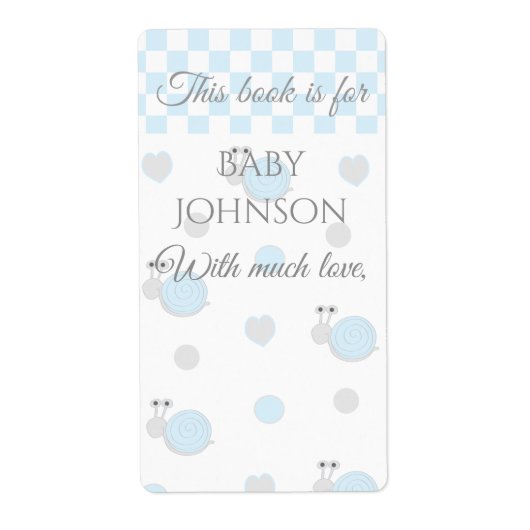 赤ちゃんシャワー「スニップ&カタツムリ」蔵書票シート8 ラベル (正面)