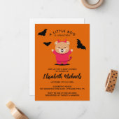 赤ちゃんシャワー |ハロウィーンかわいいリルのクマ悪魔 ノートカード (正面/裏面インサイチュ)