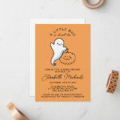 赤ちゃんシャワー |ハロウィーンリールブー幽霊&カボチャ ノートカード (正面/裏面インサイチュ)