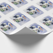 赤ちゃんシャワー。バッグ付きコウノトリ ラッピングペーパー (角)