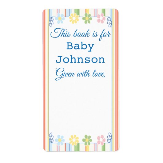 赤ちゃんシャワー「ピクニックフローラ」蔵書票シート8 ラベル (正面)