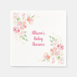 赤ちゃんシャワー |ピンクコーラル金ゴールドフローラ スタンダードカクテルナプキン