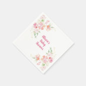 赤ちゃんシャワー |ピンクコーラル金ゴールドフローラ スタンダードカクテルナプキン (角)