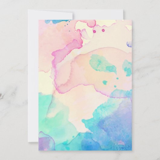 赤ちゃんシャワー |ピンクブルーとパープルの水彩スプラッシュ 招待状 (裏面)