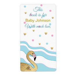 赤ちゃんシャワー「フラミンゴママ」蔵書票シート8 ラベル