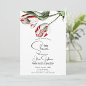 赤ちゃんシャワー|フローラ赤と白レンブラント 招待状 (スタンド正面)