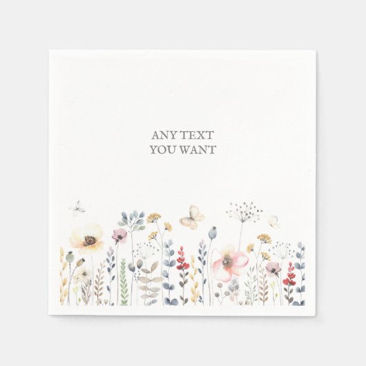 赤ちゃんシャワー、フローラ、植物性の赤ちゃんシャワーのインビタット スタンダードカクテルナプキン (正面)