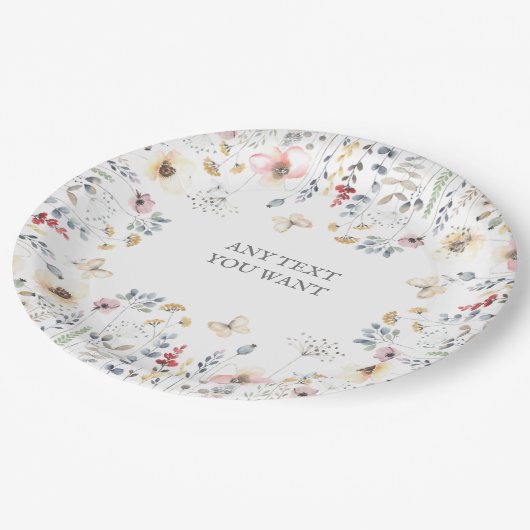 赤ちゃんシャワー、フローラ、植物性の赤ちゃんシャワーのインビタット ペーパープレート (アングル)