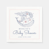 赤ちゃんシャワー |ベビーガールホエールマーメイドビーチナプキン スタンダードカクテルナプキン (正面)