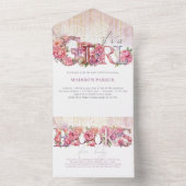 赤ちゃんシャワー&ベビー用ブックス女の子 オールインワン招待状 (内側)