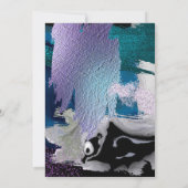 赤ちゃんシャワー |メタリックシルバーティール（緑がかった色）パープル抽象芸術 招待状 (裏面)