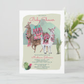 赤ちゃんシャワー |ラマ&サボテン |招待状 招待状 (スタンド正面)