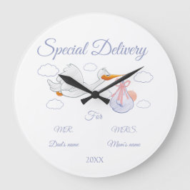 赤ちゃんシャワー、両親 – へ – ギフトカスタム- ラージ壁時計
