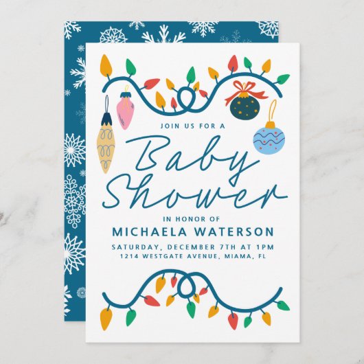 赤ちゃんシャワー | 休日オーナメント招待状 招待状 (正面/裏面)