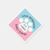 赤ちゃんシャワー – 双子の兄弟姉妹 – ポープリントテーマ スタンダードカクテルナプキン (角)