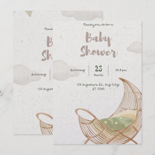 赤ちゃんシャワー 招待状 (正面/裏面)