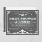 赤ちゃんシャワー | 持ち上げ | 黒板 インビテーションポストカード (正面/裏面)