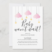 赤ちゃんシャワー、散水ピンクの女の子キャンセルカード 招待状 (正面)