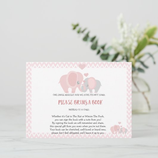 赤ちゃんシャワー、本を持って来る、赤ちゃん女の子 エンクロージャーカード (スタンド正面)