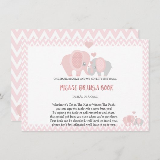 赤ちゃんシャワー、本を持って来る、赤ちゃん女の子 エンクロージャーカード (正面/裏面)