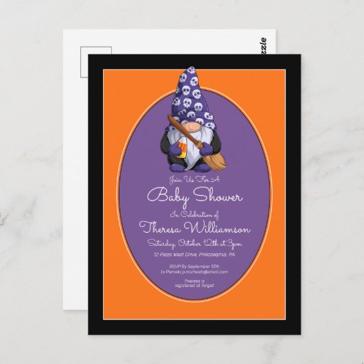 赤ちゃんシャワー |格言ハロウィーン招待状はがき ポストカード (正面/裏面)