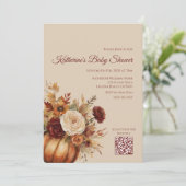 赤ちゃんシャワー – 水の色のカボチャと花 –  招待状 (スタンド正面)