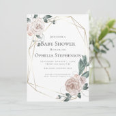 赤ちゃんシャワー |水の色ほこりっぽいバラフローラ 案内状 (スタンド正面)