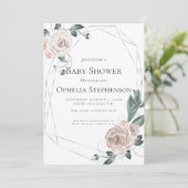 赤ちゃんシャワー |水の色ほこりっぽいバラフローラ 案内状 (スタンド正面)
