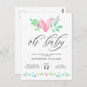 赤ちゃんシャワー |水彩ハートフローラはがき ポストカード (正面/裏面)