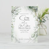 赤ちゃんシャワー – 水色の葉 招待状 (スタンド正面)