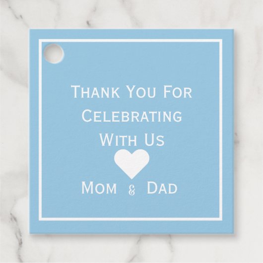 赤ちゃんシャワー（淡青と白） フェイバータグ (正面)