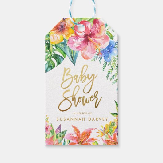 赤ちゃんシャワー |熱帯水の色ありがとう ギフトタグ (正面)