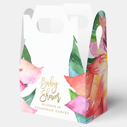 赤ちゃんシャワー |熱帯水彩フラワーありがとうございました フェイバーボックス (オープン)