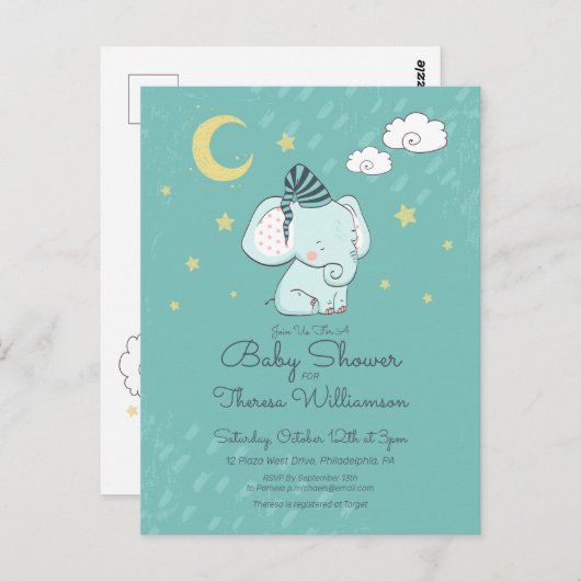 赤ちゃんシャワー | 眠い小さな象のはがき ポストカード (正面/裏面)