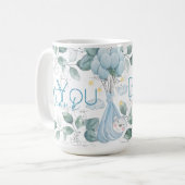 赤ちゃんシャワー。眠っているベビーベアーブルー。 コーヒーマグカップ (正面左)